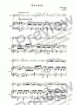 page one of Pleyel, Sonata Clasica para flauta y piano