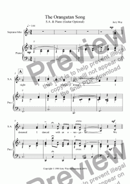page one of The Orangutan Song