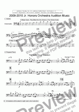 page one of 2009-2010 Jr. Honors Cello Audition Music