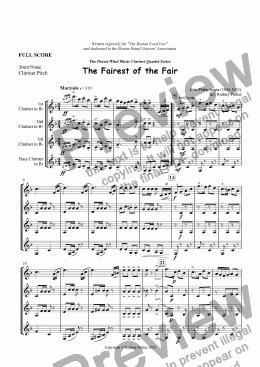 page one of The Fairest of the Fair arr. for Clarinet Quartet